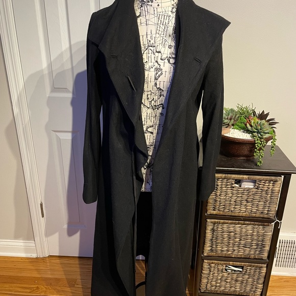 MaxAzaria Collection Wool Ruched Belt Rob Kimono One button Wrap Draped Runaway - Picture 5 of 8